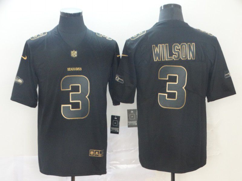 Men Seattle Seahawks #3 Wilson Nike Vapor Limited Black Golden NFL Jerseys->seattle seahawks->NFL Jersey